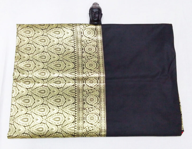 2B Royal Red wb Coal Black with Golden Zari Banarasi Silk Saree - Image 5
