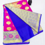 2B Magenta Pink wb Royal Blue with Golden Zari Banarasi Silk Saree