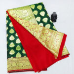 2B Sacramento Green wb Ruby Red with Golden Zari Banarasi Silk Saree