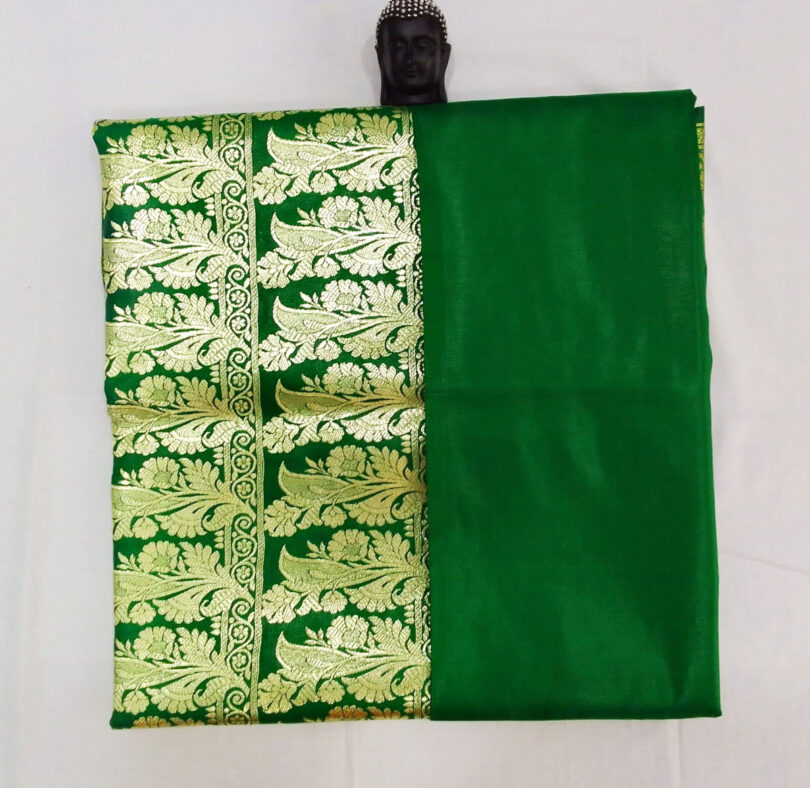 2B Royal Blue wb Pine Green with Golden Zari Banarasi Silk Saree - Image 4