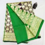 2B Chocolate Brown wb Emerald Green with Golden Zari Banarasi Silk Saree
