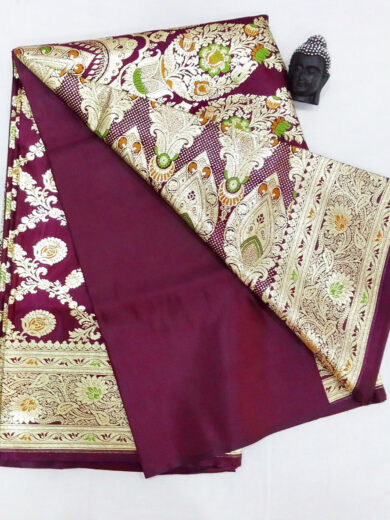 2B Raisin Purple wb Same colour with Golden Zari Banarasi Silk Saree