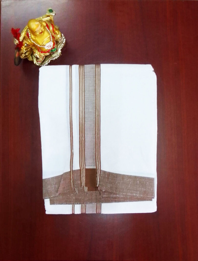 2B Caramel Brown  Border Handloom Dhoti