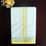 2B Daffodil Yellow Border Handloom Dhoti