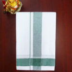 2B Dark Green Border Handloom Dhoti