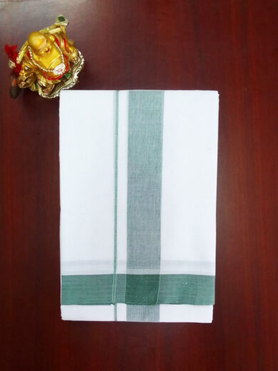 2B Dark Green Border Handloom Dhoti