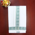 2B Forest Green with Silver Lined Border Handloom Dhoti