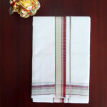 2B Silver with Maroon Border Handloom Dhoti