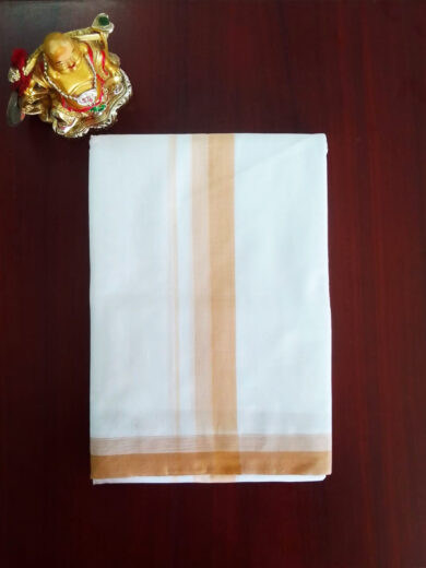 2B Lite Orange Border Handloom Dhoti