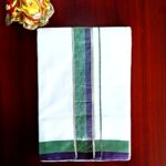 2B Mint Green with Purple Border Handloom Dhoti