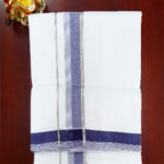 2B Navy Blue Border Handloom Dhoti