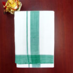 2B Pistachio Green Border Handloom Dhoti