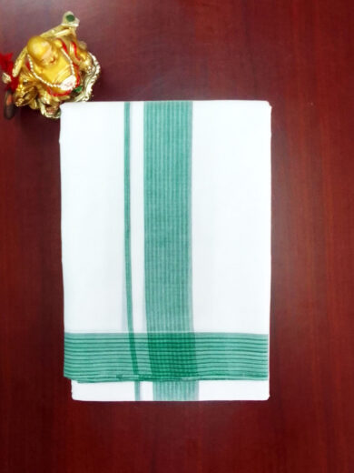 2B Pistachio Green Border Handloom Dhoti