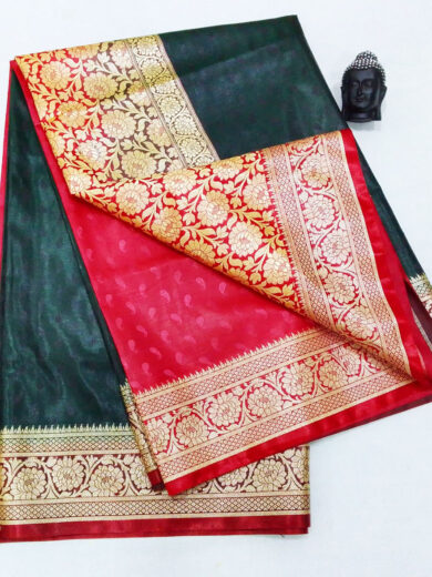2B Sacramento Green wb Royal Red with Golden Zari Banarasi Silk Saree