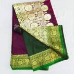 2B Plum Purple wb Emerald Green with Golden Zari Banarasi Silk Saree