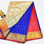 2B Royal Blue wb Crimson Red with Golden Zari Banarasi Silk Saree