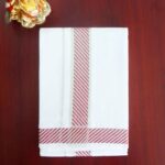 2B Rosewood Pink with Silver Lined Border Handloom Dhoti