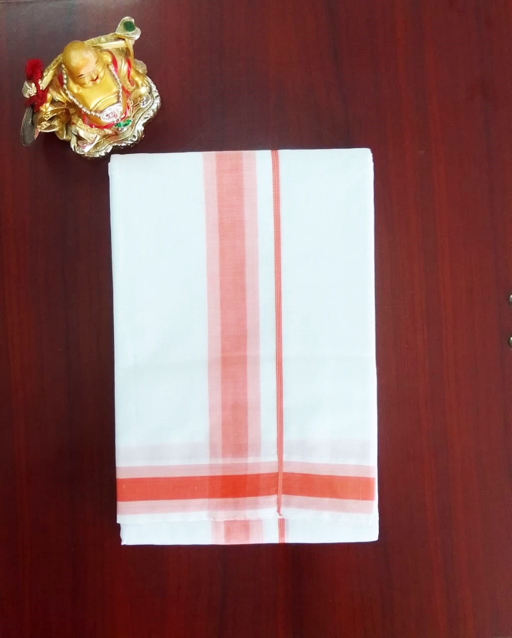 2B Ruby Red Border Handloom Dhoti