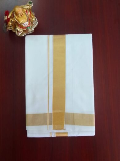 2B Golden (1.5 inch)  Border Handloom Dhoti