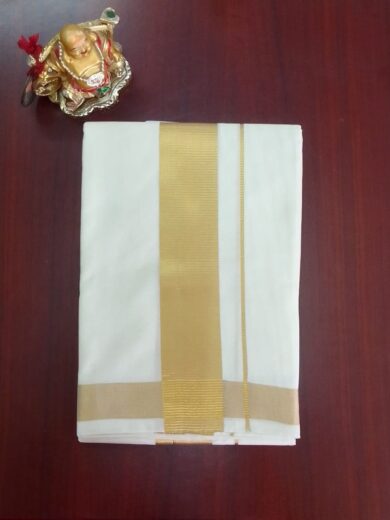 2B Golden (2 inch wedding special)  Border Handloom Dhoti