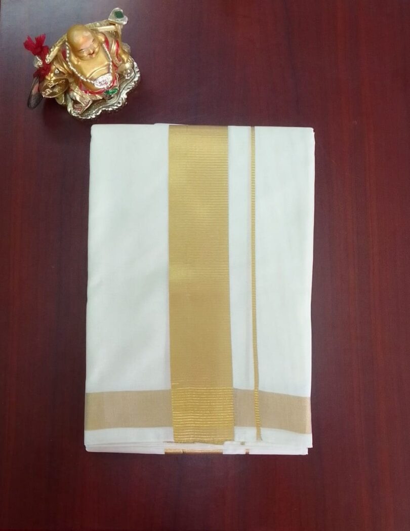 2B Golden (2 inch wedding special)  Border Handloom Dhoti