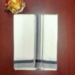 2B Dark Balck with Silver Lined Border  Handloom Dhoti