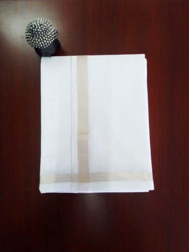 2B Silver Designed Border Handloom Dhothi