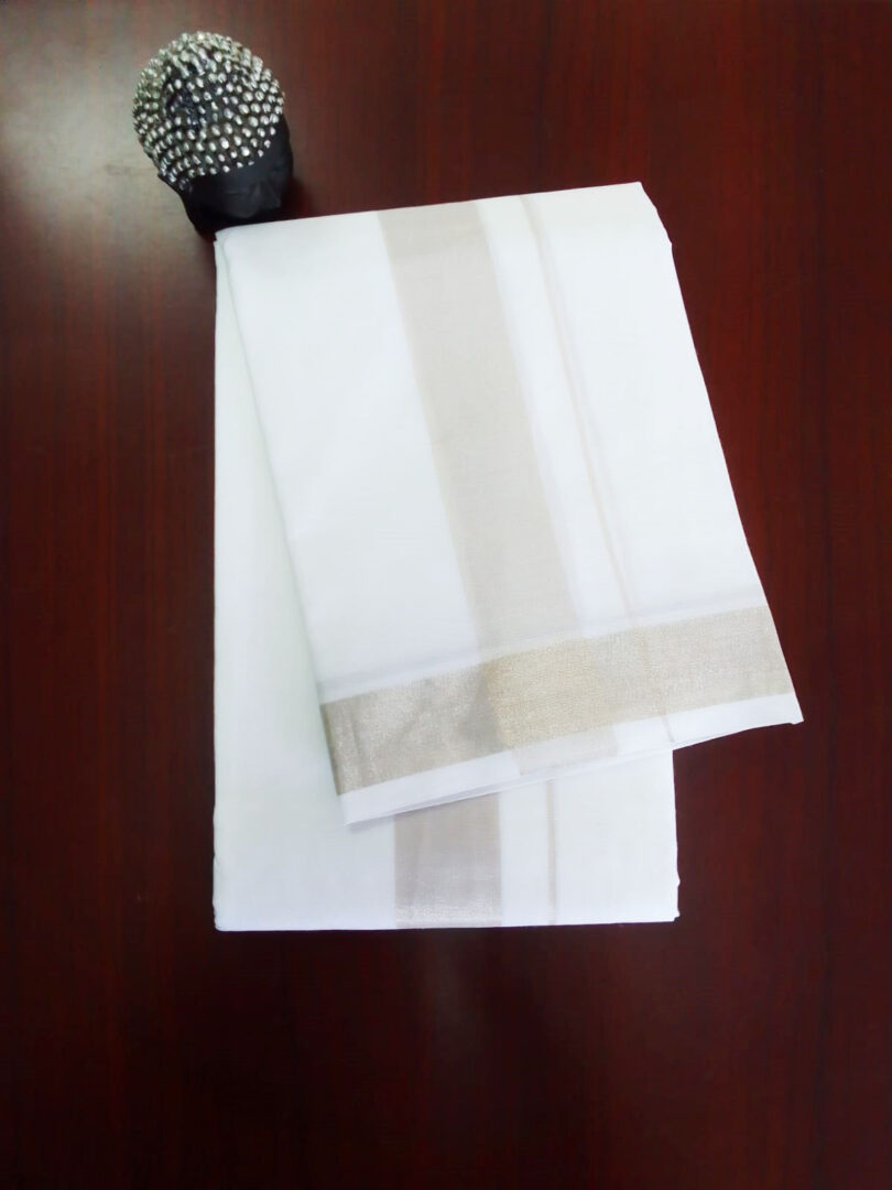 2B Lite Golden Border Handloom Dhothi - Image 2