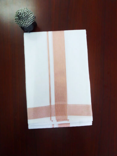 2B Copper  Lined Border Handloom Dhothi