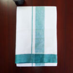 2B Teal Green Border Handloom Dhothi
