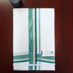 2B Dark Green with Silver Lined Border Handloom Dhothi