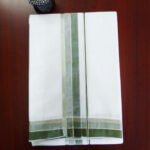 2B Forest Green with Silver Lined Border Handloom Dhothi