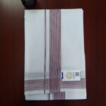 2B Maroon Lined Border Handloom Dhothi