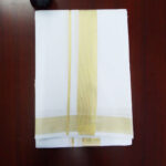 2B Golden Lined Border Handloom Dhothi