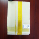 2B Golden Tissue Lined Border Handloom Dhothi