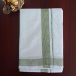 2B Lite Green with Silver Border Handloom Dhothi