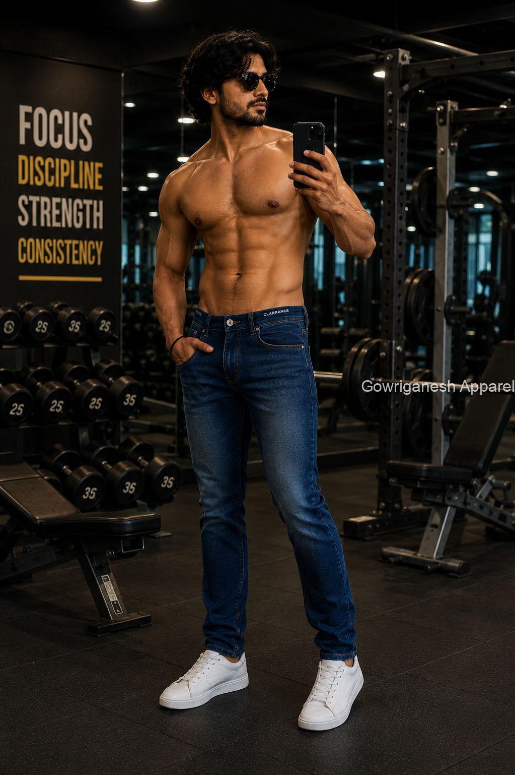 Deep Indigo Blue Denim Jeans - Image 3